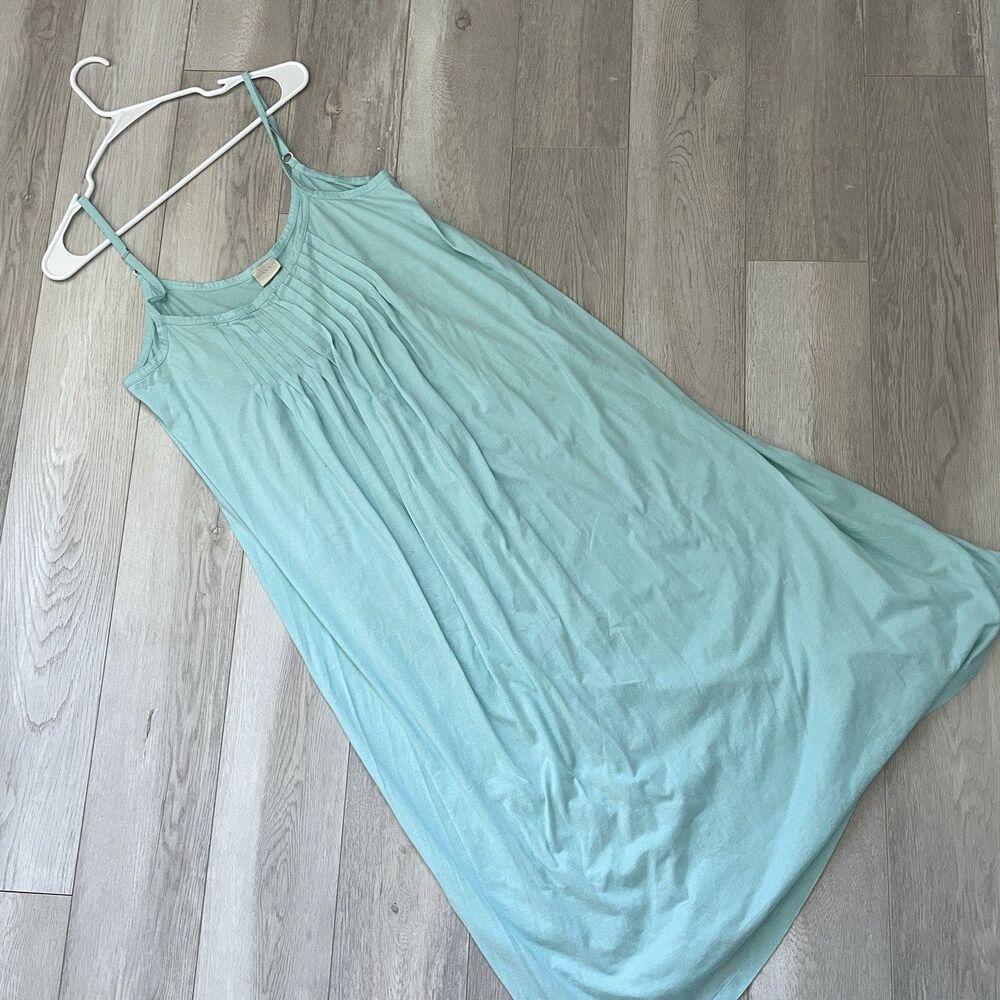 Hanro Cotton Gown juliet pleated midi womens Blue (size 10/12) loungewear sleep